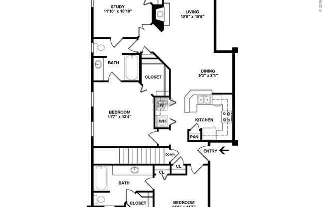 2 beds, 2 baths, 1,265 sqft, $2,434