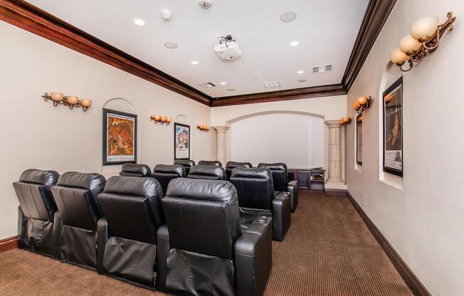 a living room with a leather chair