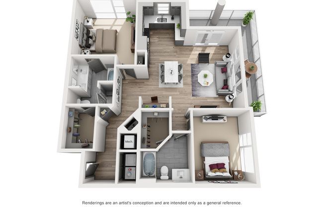 2 beds, 2 baths, 1,250 sqft, $2,991