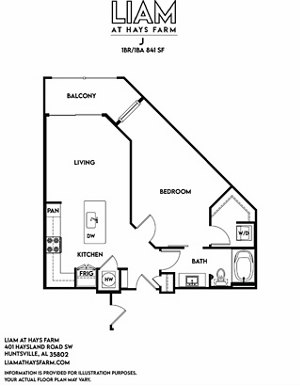 1 bed, 1 bath, 841 sqft, $1,534