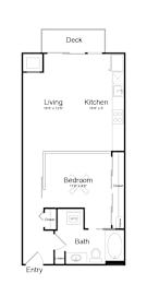Studio, 1 bath, 673 sqft, $1,395