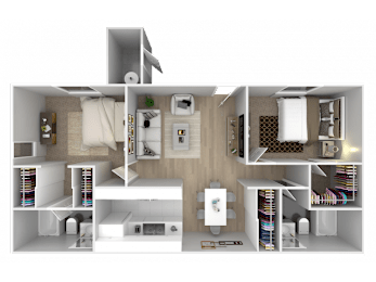 2 beds, 2 baths, 850 sqft, $1,355
