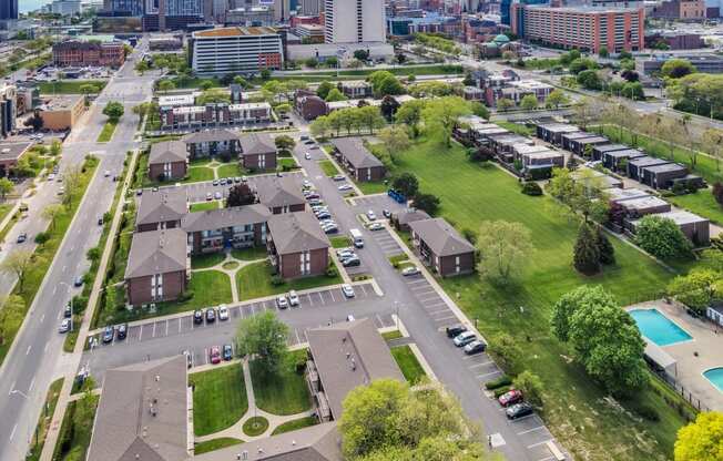 Arial View Of Community Amenities at Lafayette Park Place, Detroit, MI, Michigan, 48207