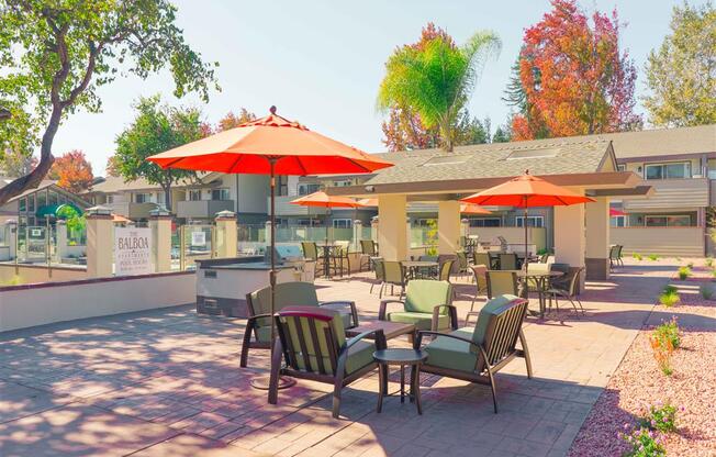 Shaded Outdoor Courtyard Area at Balboa Apartments, Sunnyvale