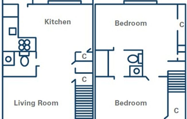 2 beds, 1.5 baths, 1,100 sqft, $1,345, Unit B2