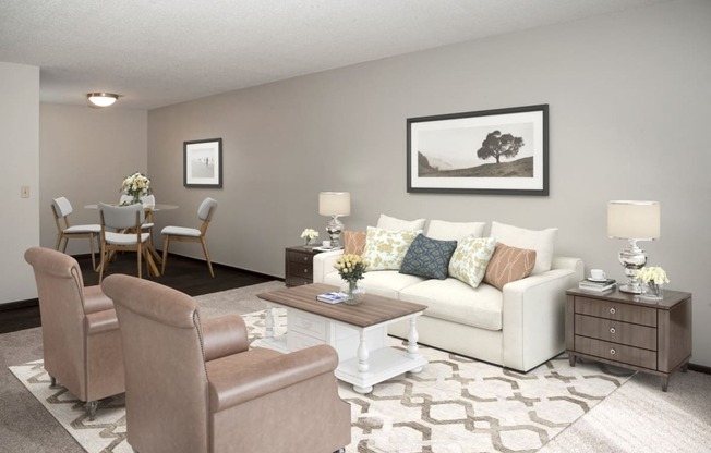 Classic Living Room Design at Aspenwood Apartments, Eagan, MN