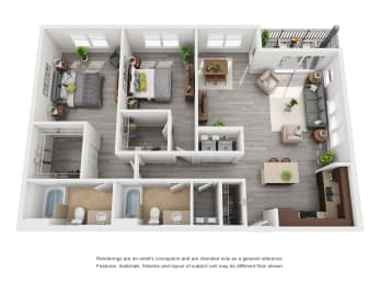 2 beds, 2 baths, 1,450 sqft, $1,958