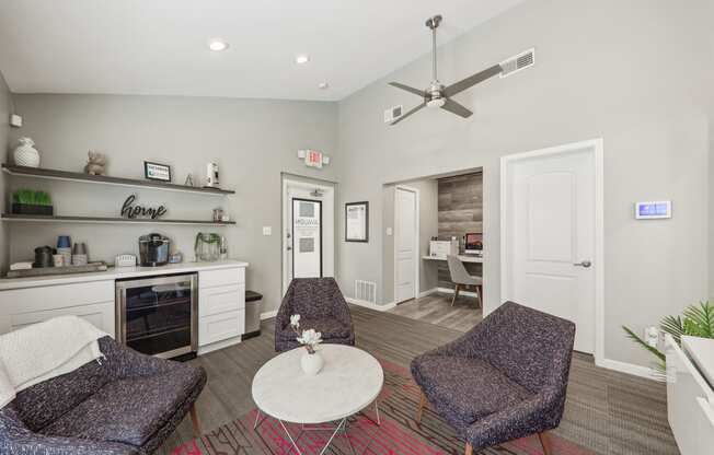 a living room with couches and a coffee table