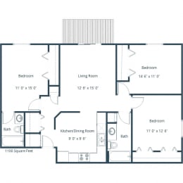 3 beds, 2 baths, 1,100 sqft, $1,285