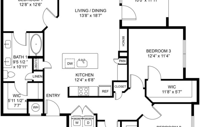 3 beds, 2 baths, 1,350 sqft, $2,065