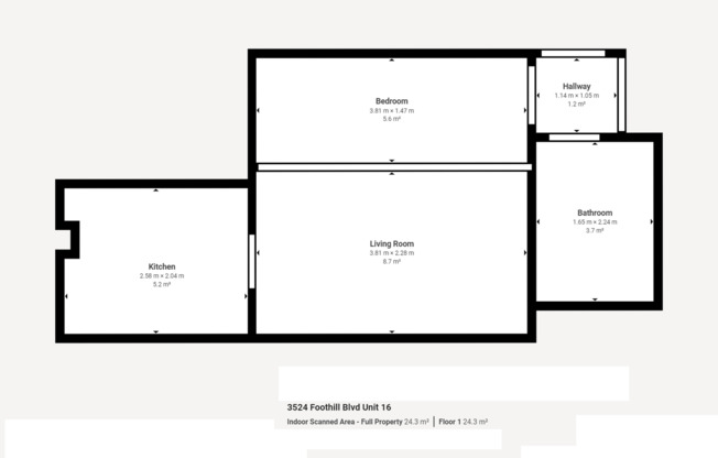 Studio, 1 bath, 210 sqft, $1,350, Unit 16