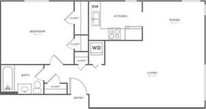 1 bed, 1 bath, 663 sqft, $2,234