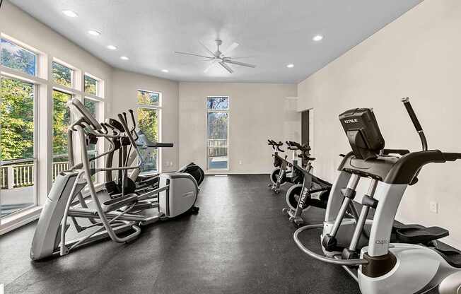 Fitness center with various equipment