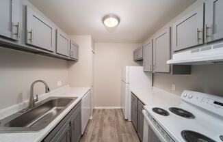 modern kitchen with ceiling light