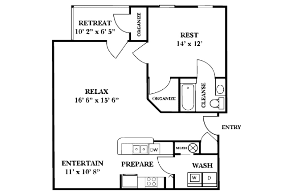 1 bedroom 1 bathroom floor plan