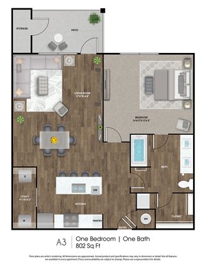 1 bed, 1 bath, 802 sqft, $1,427