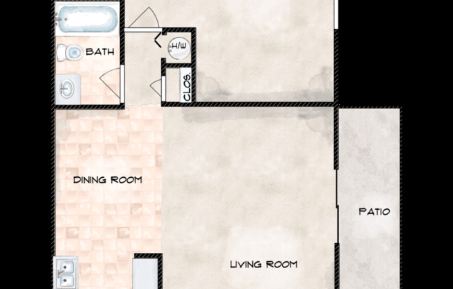 1 bed, 1 bath, 690 sqft, $1,100