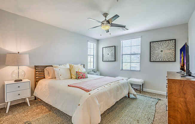 Step into comfort at The Michael B: Freshly painted walls, updated carpet, and a soothing ceiling fan make every moment serene.at The Michael B Townhomes and Flats, Las Vegas, 89148