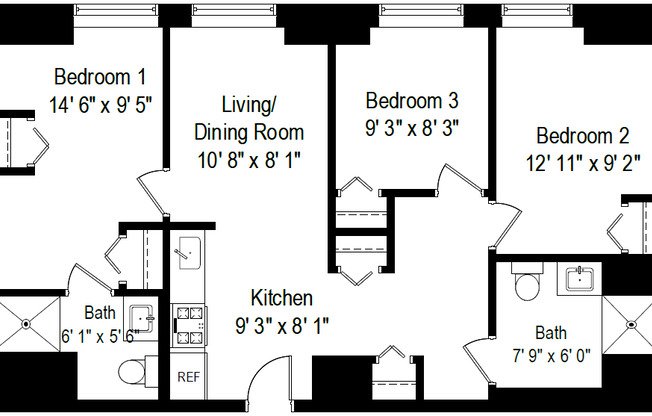 3 beds, 2 baths, 700 sqft, $3,295