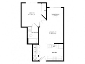 1 bed, 1 bath, 531 sqft, $1,115