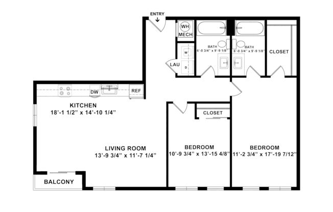 2 beds, 2 baths, 1,094 sqft, $2,045
