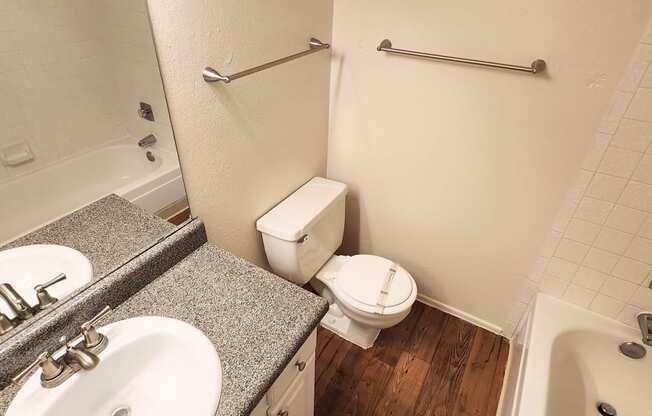 2x2 and a half Bath Brown Upgrade First Main Bathroom at Mission Palms Apartment Homes in Tucson AZ