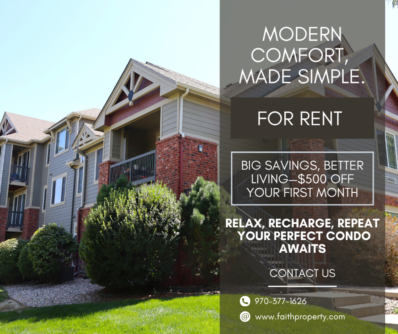 Get Settled with a $500 Move-In Bonus – Stylish 2BR/2BA Condo in Fort Collins!