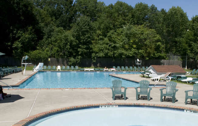 Two sparkling pools with poolside lounge at Troy Hills Village in Parsippany, NJ,07054