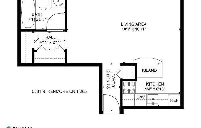 Studio, 1 bath, 336 sqft, $1,450, Unit 205