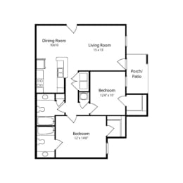2 beds, 2 baths, 963 sqft, $1,540