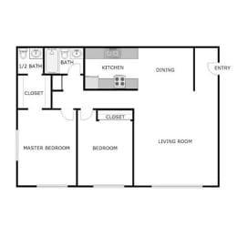 2 beds, 1.5 baths, 950 sqft, $1,290