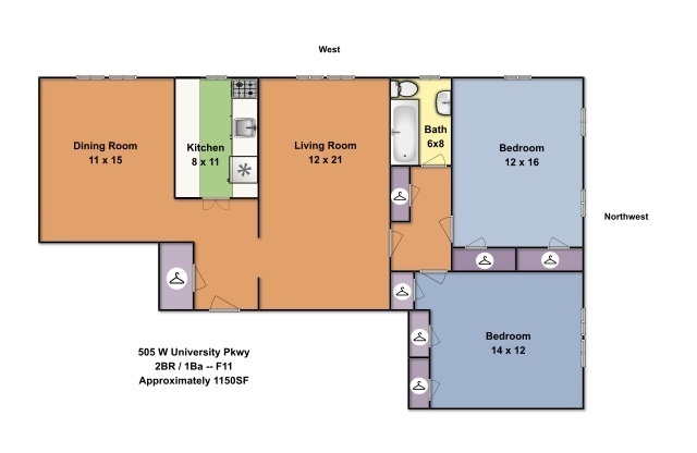 2 beds, 1 bath, 800 sqft, $1,695, Unit F21