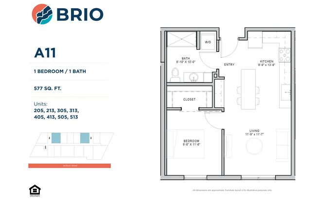 1 bed, 1 bath, 577 sqft, $1,450, Unit 305