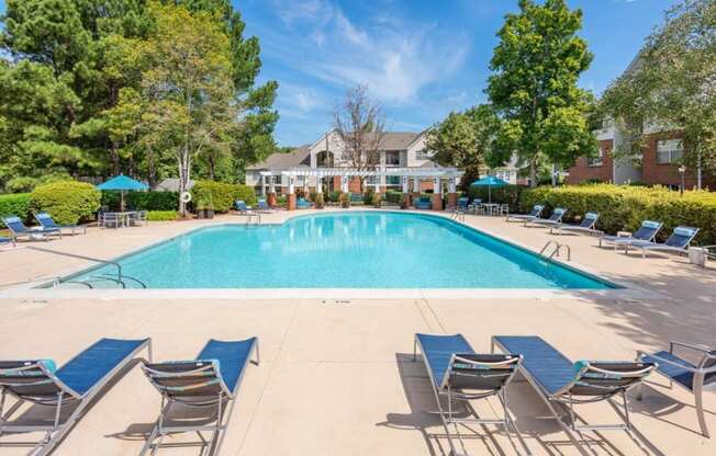 Southpoint Crossing Apartments in Durham, North Carolina Pool with Lounge Chairs