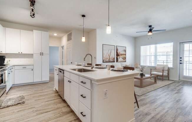 the preserve at ballantyne commons apartment kitchen and living room