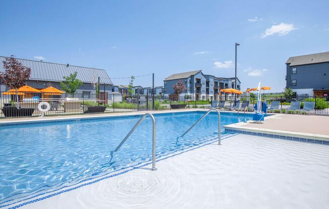 a pool next to a body of water