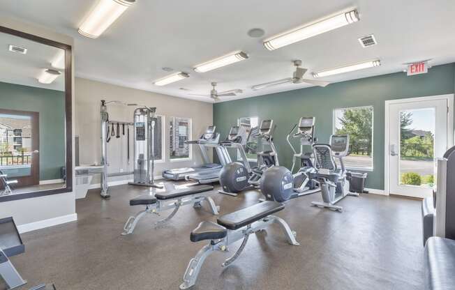 24-hour fitness studio at Villas at Bailey Ranch Apartments, Owasso