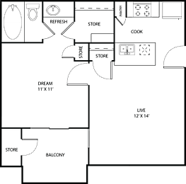 1 bed, 1 bath, 460 sqft, $759
