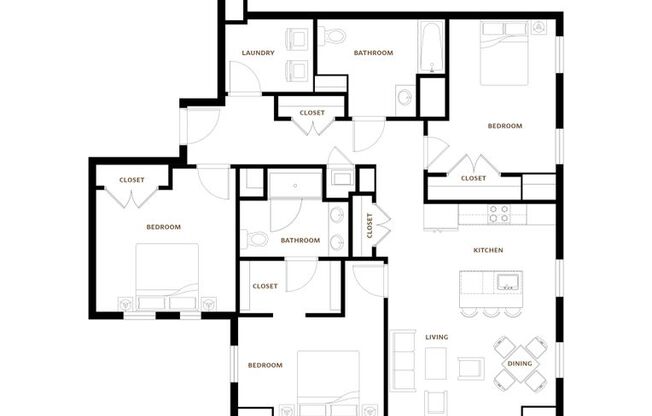 3 beds, 2 baths, 1,211 sqft, $6,000, Unit 311