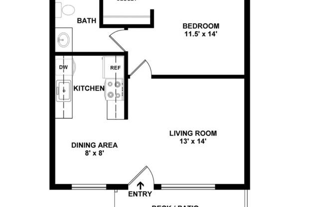 1 bed, 1 bath, 600 sqft, $2,725