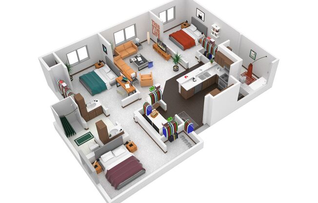 3 beds, 2 baths, 1,267 sqft, $1,995, Unit A304