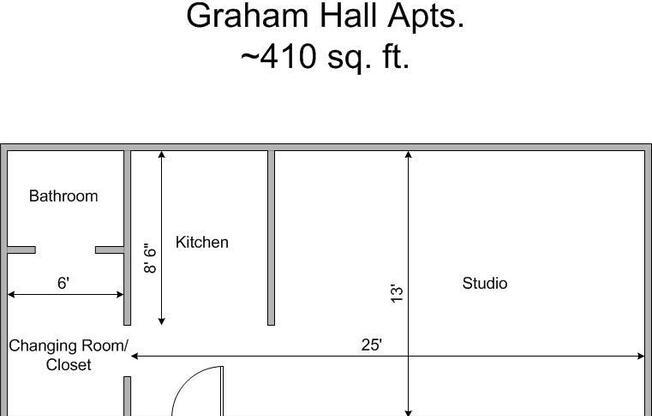 Studio, 1 bath, 410 sqft, $1,170, Unit 18