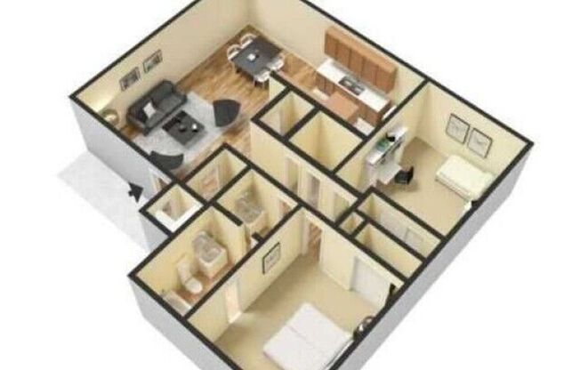 2 beds, 1 bath, 840 sqft, $1,000, Unit C4