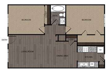 2 beds, 1 bath, 900 sqft, $1,250