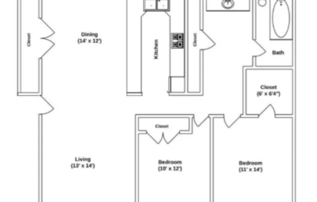 2 beds, 1 bath, 945 sqft, $850