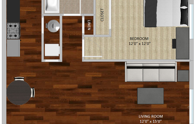 1 bed, 1 bath, 625 sqft, $1,016, Unit 110-Model