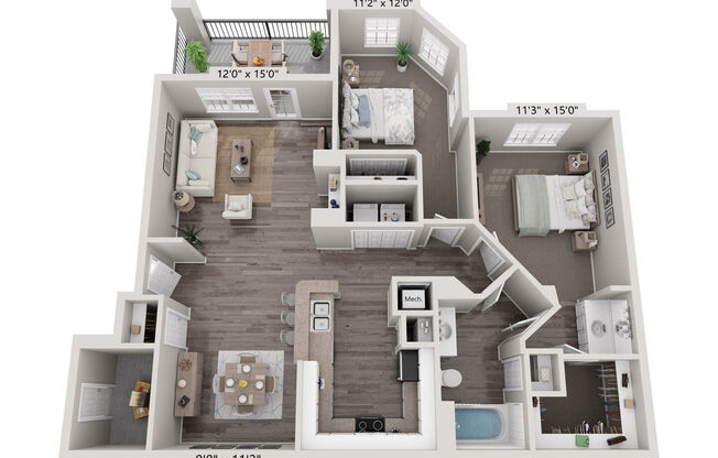 2 beds, 1 bath, 963 sqft, $1,322