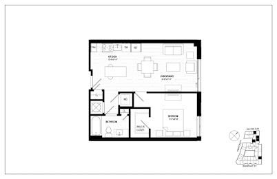 1 bed, 1 bath, 646 sqft, $2,143