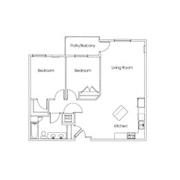 2 beds, 1 bath, 1,069 sqft, $1,392