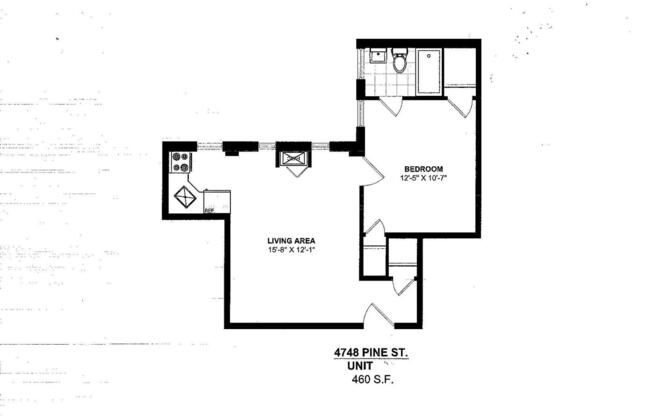 1 bed, 1 bath, 460 sqft, $1,175, Unit 407